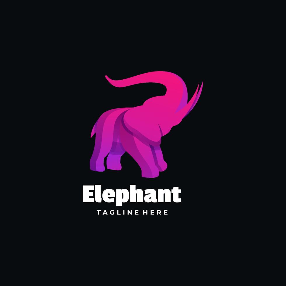 ilustración del logotipo vectorial estilo colorido degradado de elefante. vector