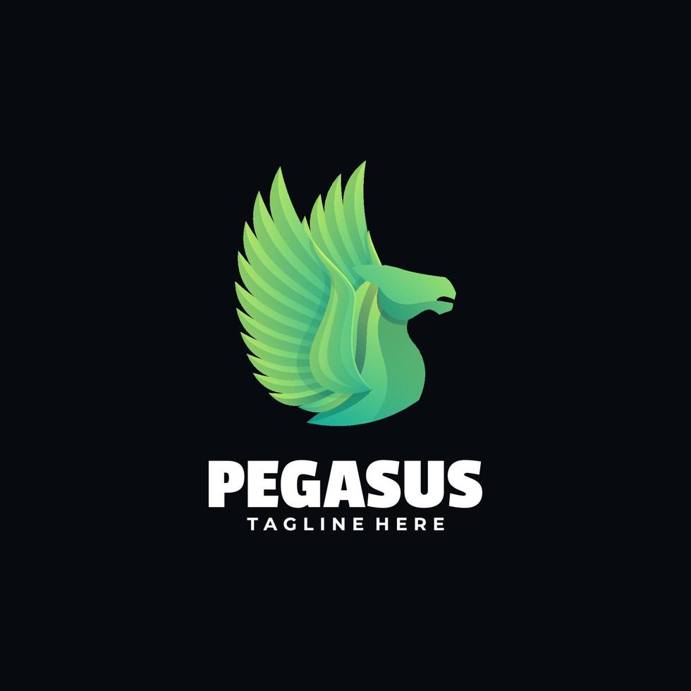 Vector Logo Illustration Pegasus Gradient Colorful Style.