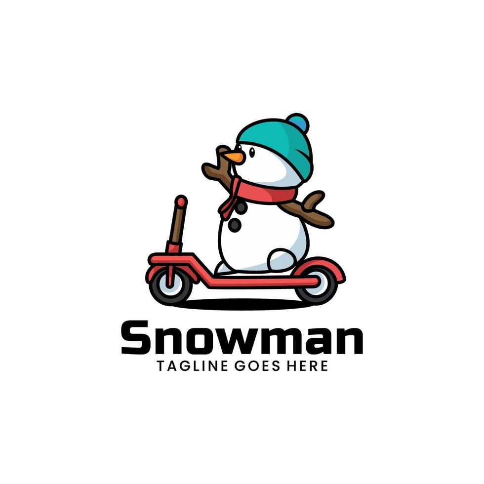 ilustración del logotipo vectorial estilo de dibujos animados de la mascota del muñeco de nieve. vector