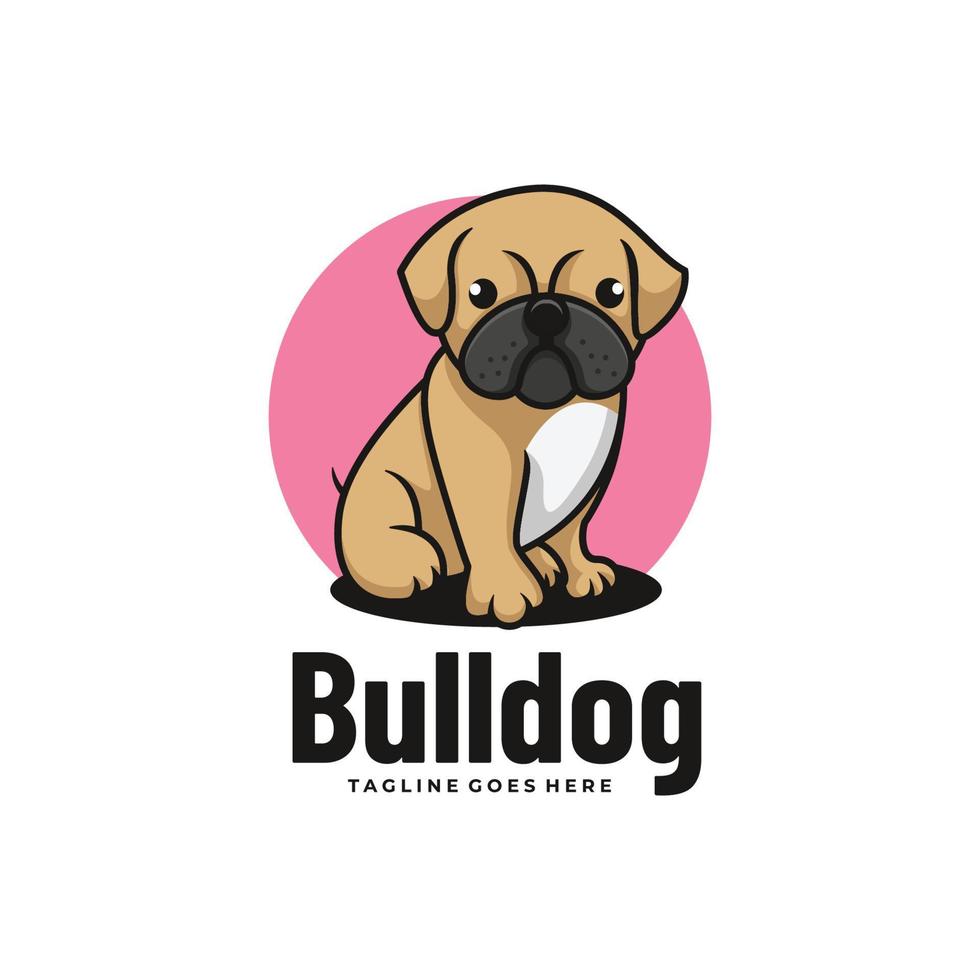 Vector Logo Illustration Bulldog Mascot Cartoon Style.