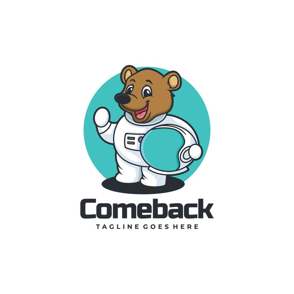 la ilustración del logotipo vectorial vuelve al estilo de dibujos animados de la mascota del oso. vector