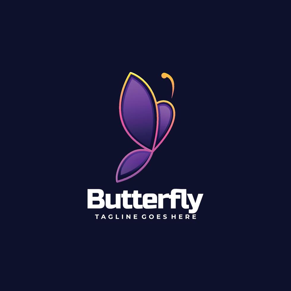 ilustración del logotipo vectorial estilo colorido degradado de mariposa. vector