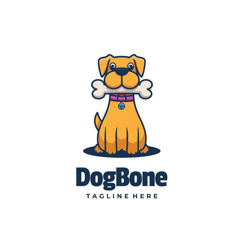 Vector Logo Illustration Dog Bone Simple Mascot Style.