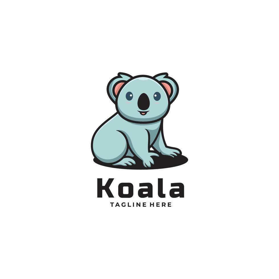 Vector Logo Illustration Koala Mascot Cartoon Style.