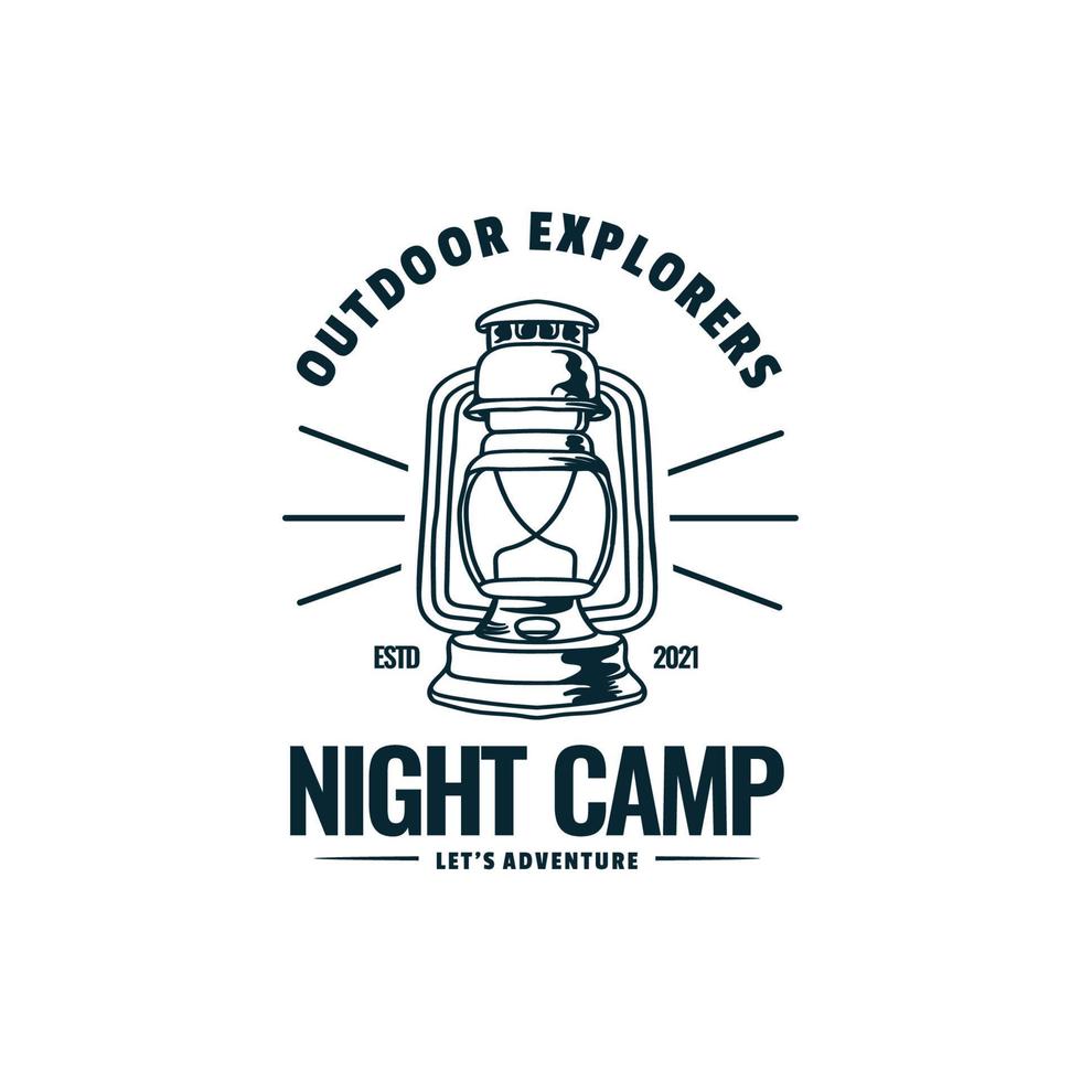ilustración de logotipo vectorial estilo de insignia vintage de campamento nocturno. vector