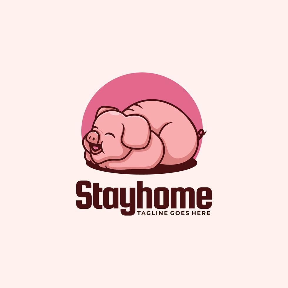 Vector Logo Illustration Stay Home Mascot Cartoon Style.