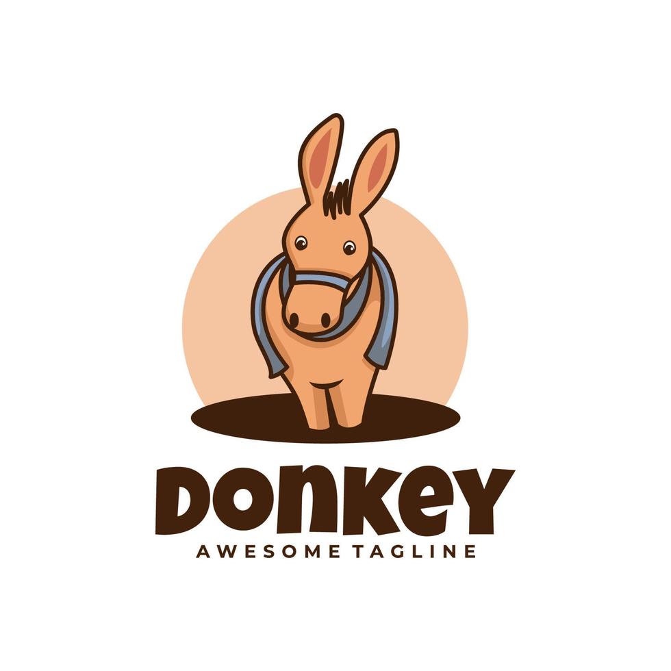 Vector Logo Illustration Donkey Mascot Cartoon Style.