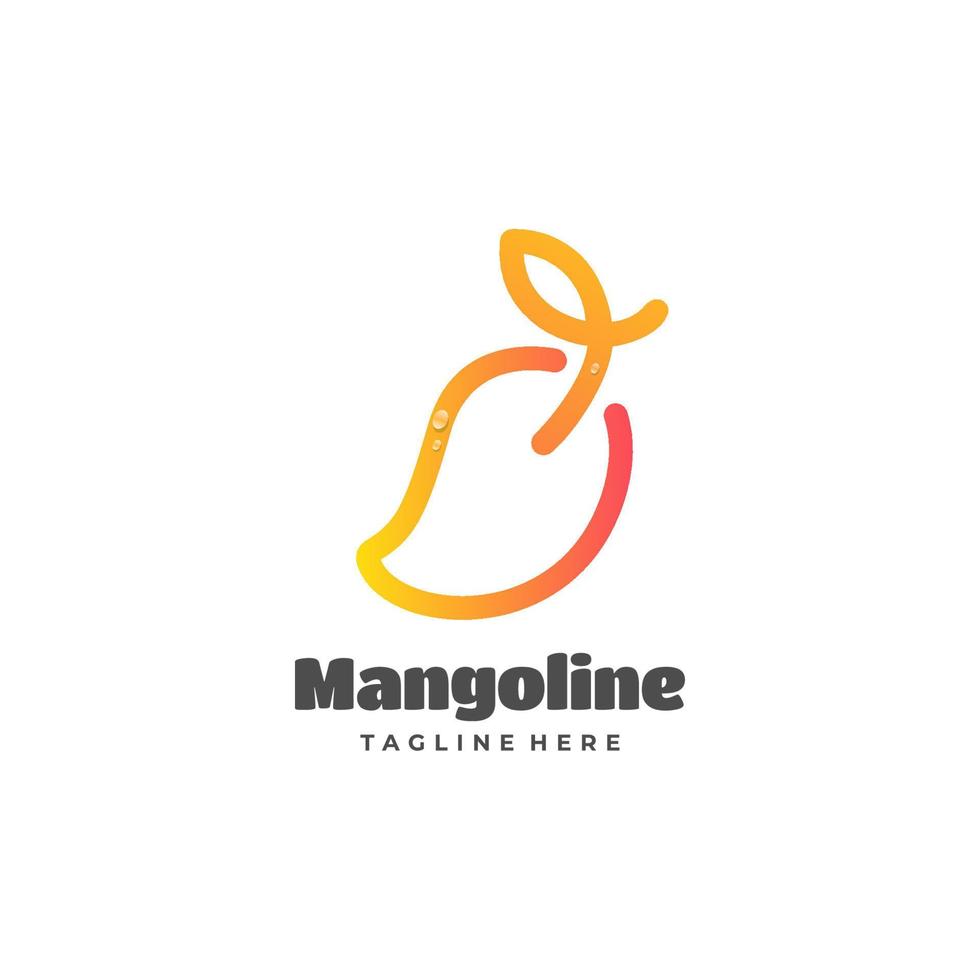 ilustración del logotipo vectorial estilo de arte de línea de degradado de mango. vector