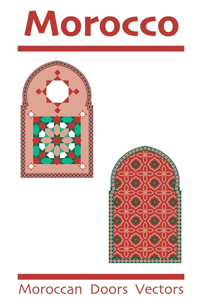 Beautiful Moroccan Mosque Doors With Pattern Design and islamic geometry Vectors