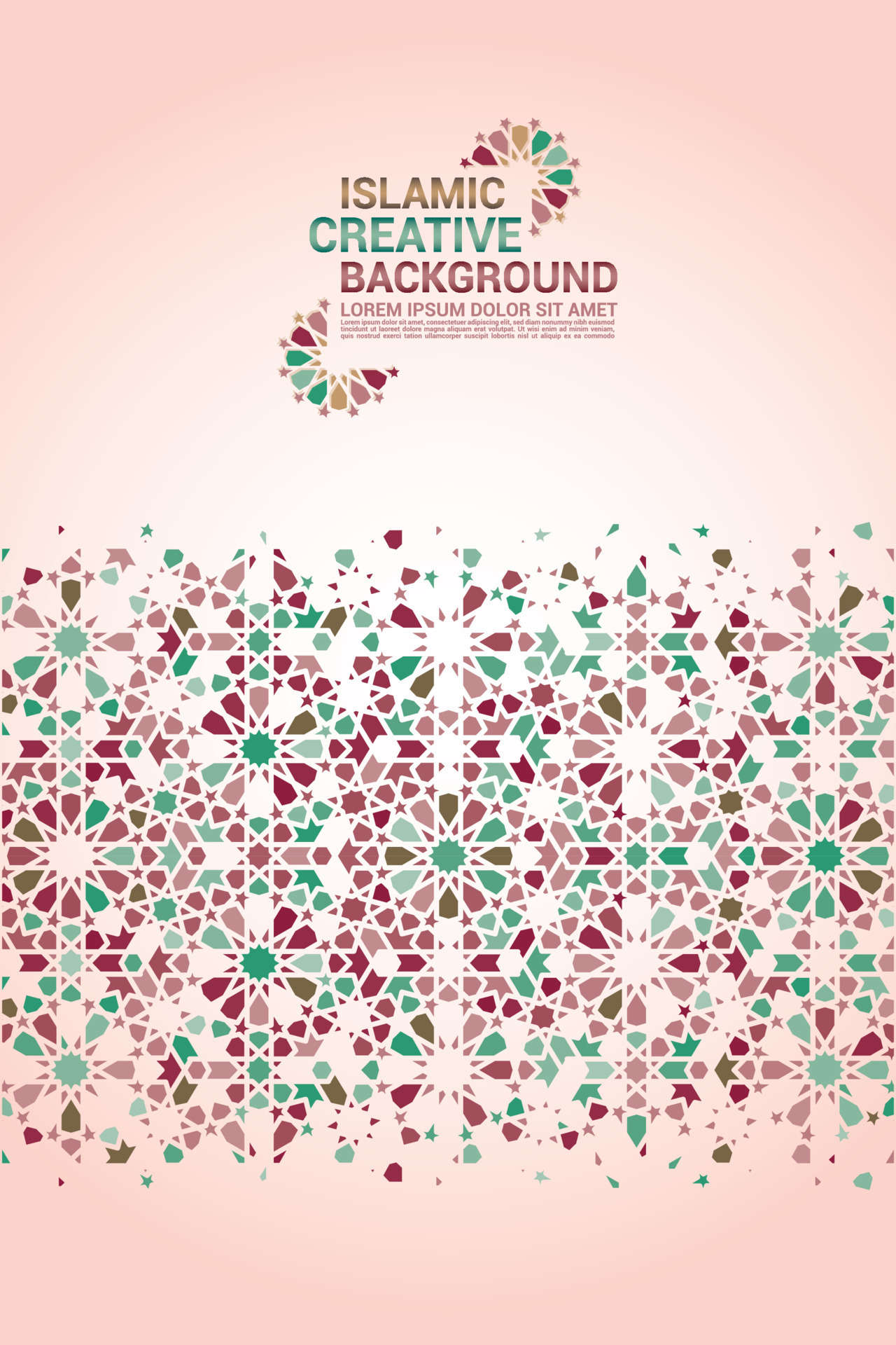 Islamic greeting card, banner background with ornamental colorful