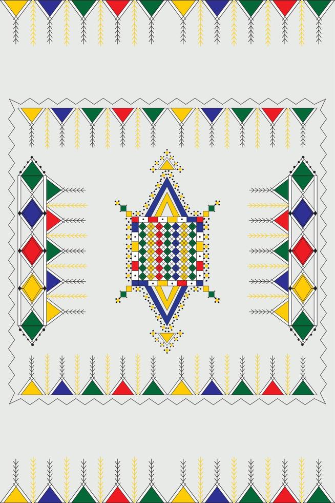 Moroccan rug. Seamless colorful pattern of traditional Berber geometric decorations vector