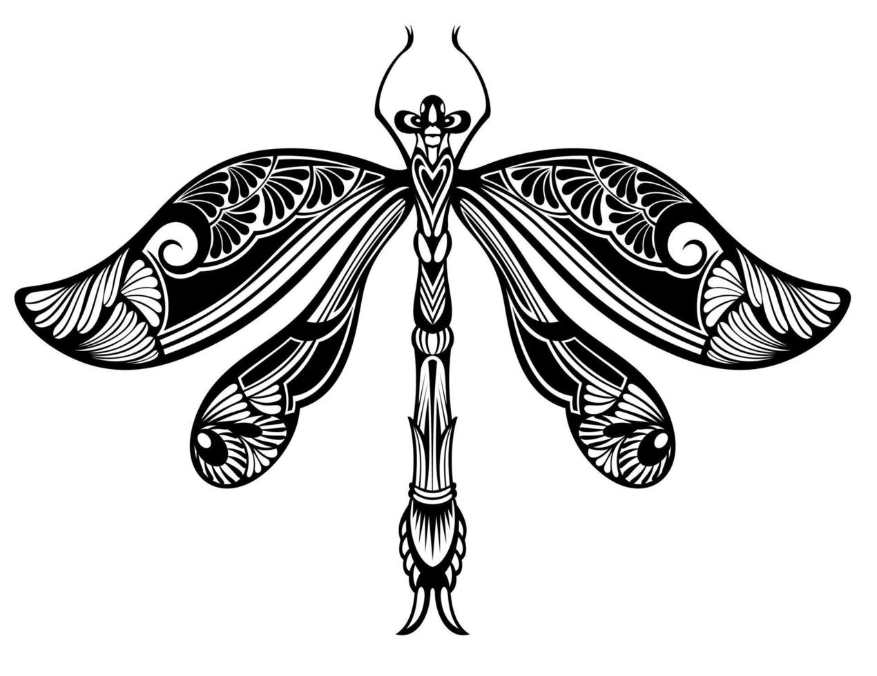 Dragonfly hand drawn graphic illustration vector