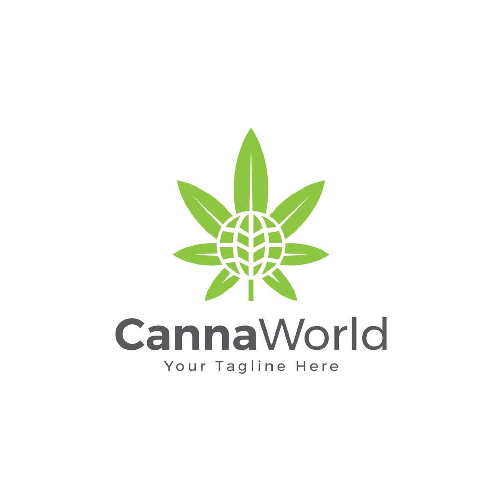 vector de logotipo global del mundo del cannabis