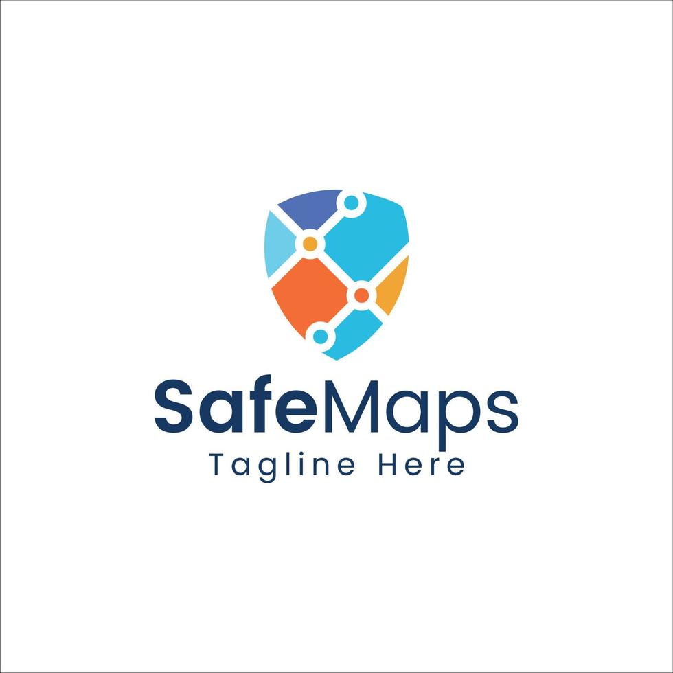 safe shield maps logo vector