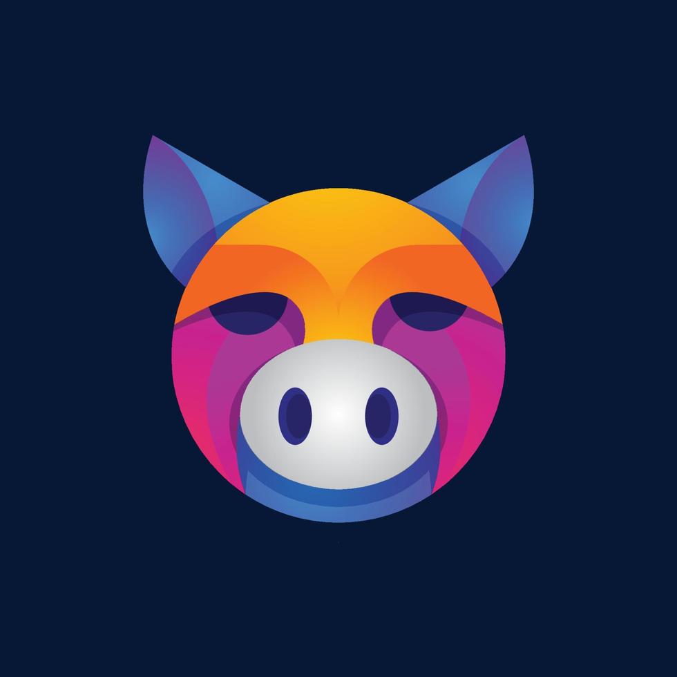 pig head colorful gradient logo vector