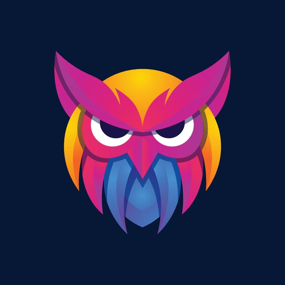owl head colorful gradient logo vector