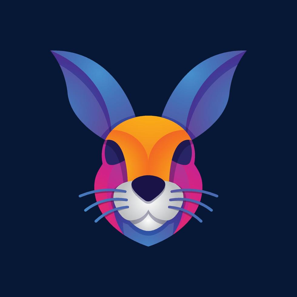 rabbit head colorful gradient logo vector