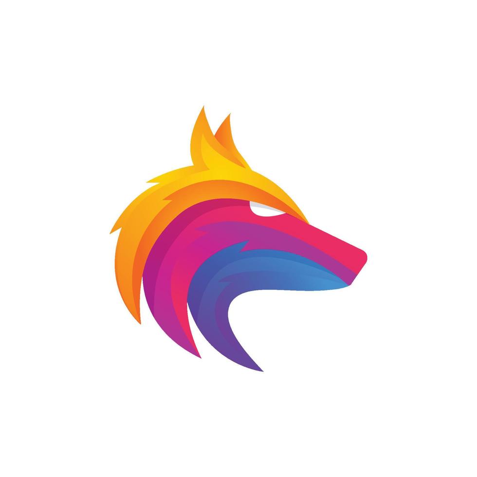 wolf head colorfull gradient logo vector