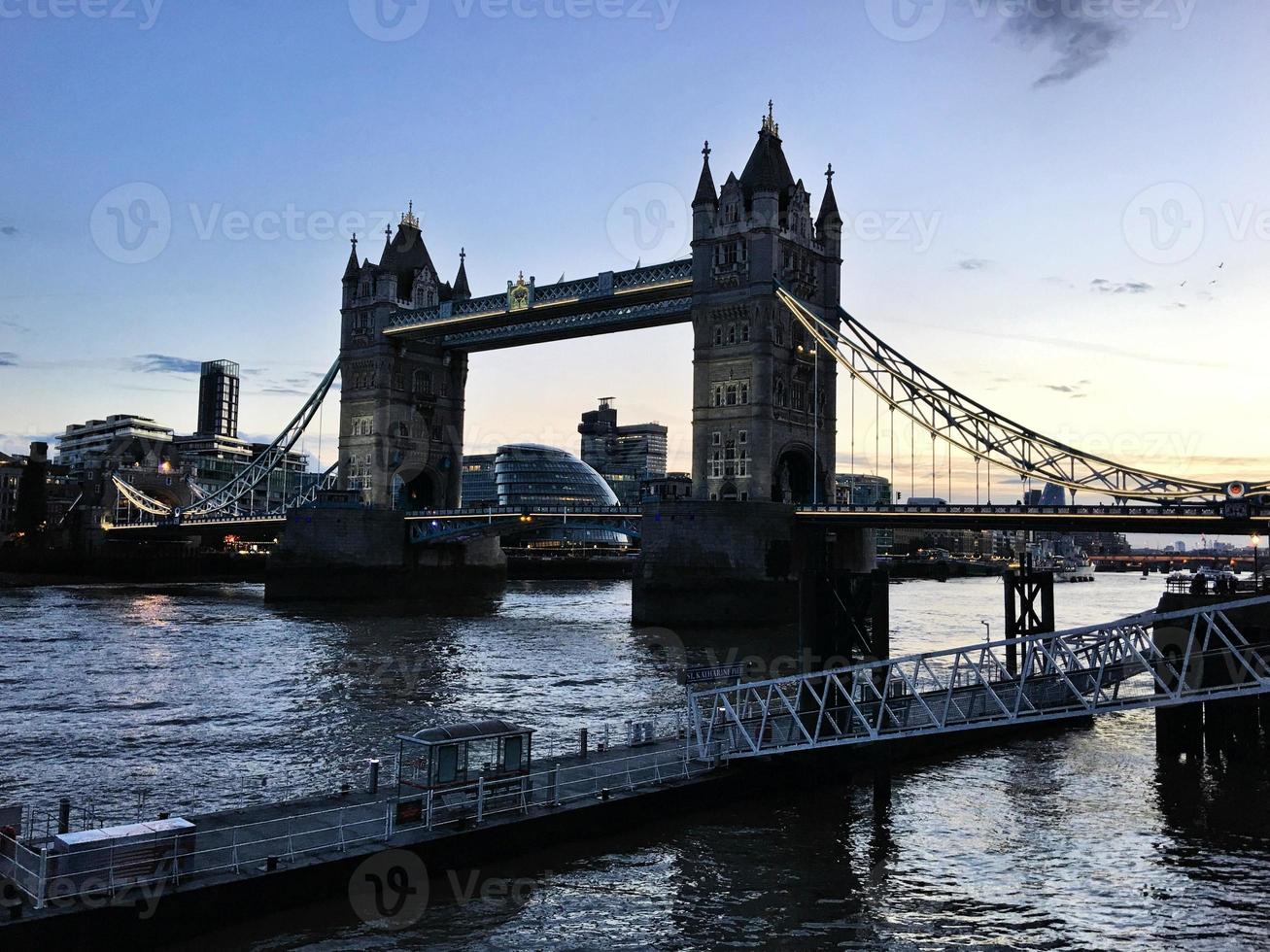 A view of Tower Bridge at night photo