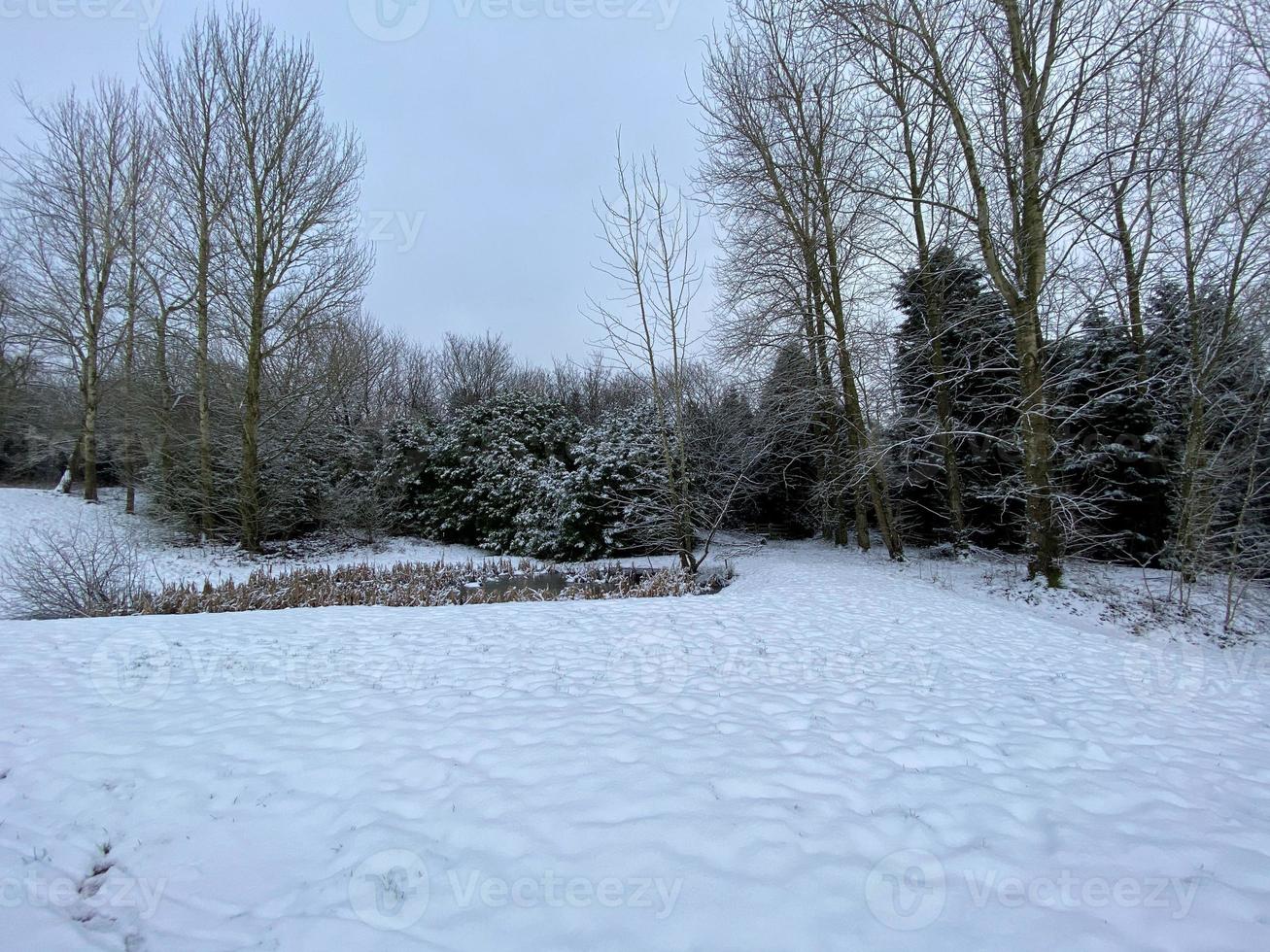 una vista de la campiña de whitchurch en la nieve foto