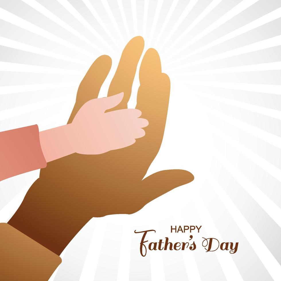 Happy fathers day the parent holds the hand of a small child illustration background vector