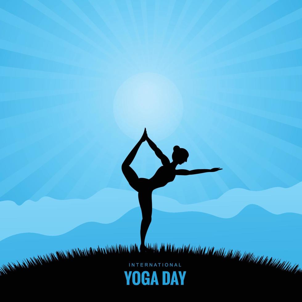 ilustración del día internacional del yoga con mujer haciendo diseño de pose de yoga vector
