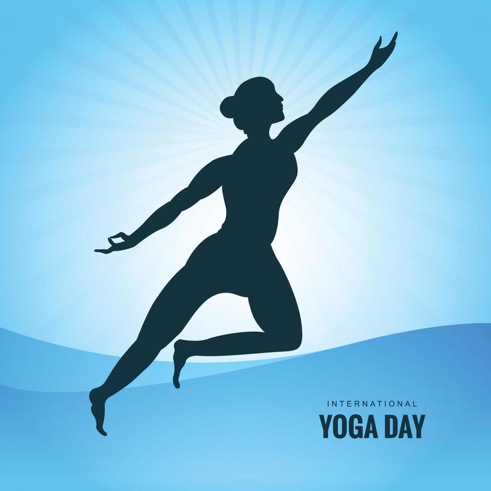 International yoga day on 21st June on woman doing asana background vector