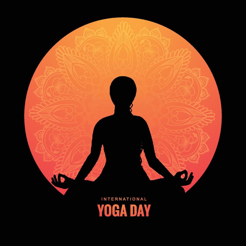 día internacional del yoga sobre la mujer sentada en el diseño de la pose de yoga vector