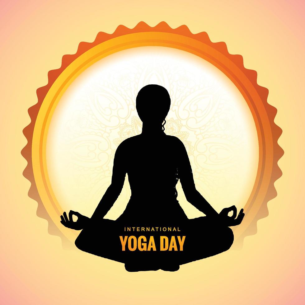 ilustración de una mujer haciendo yogasan para el fondo del día internacional del yoga vector
