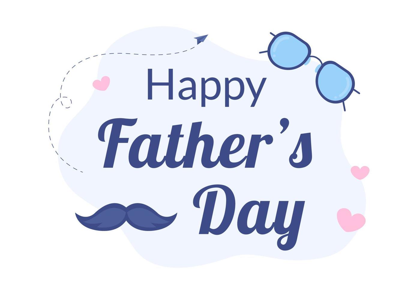 Happy Fathers Day Cartoon Illustration with Necktie, Mustache, Sunglasses, Coffee Cup or Bag in Flat Style Design for Poster or Greeting Card vector