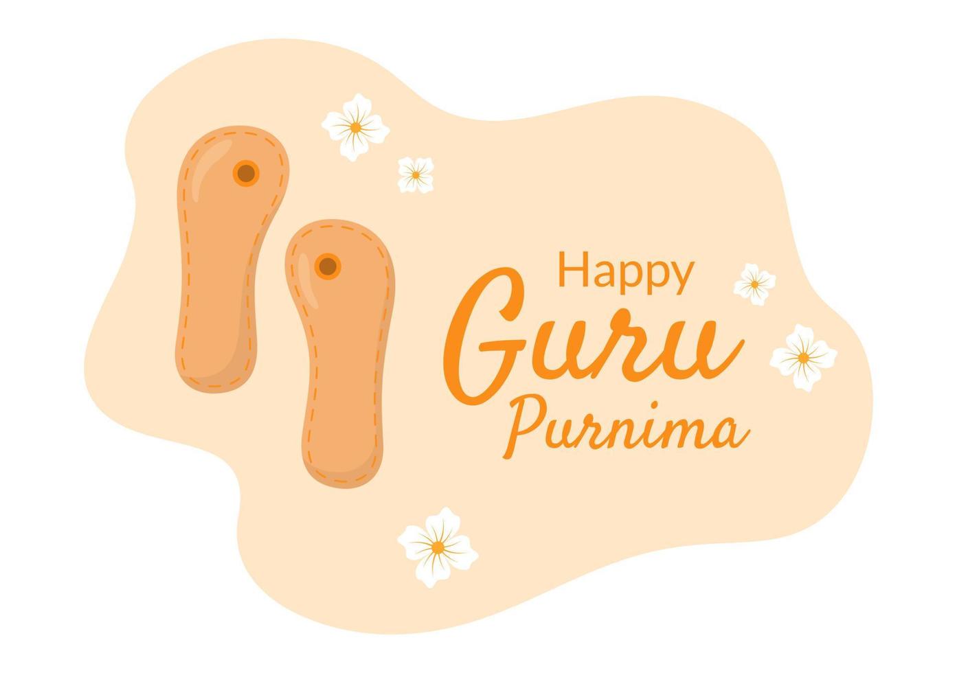 feliz gurú purnima del festival indio a maestros espirituales y académicos en ilustración de fondo de flor de caricatura plana vector