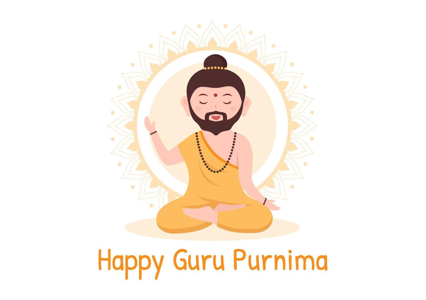 Happy Guru Purnima of Indian Festival to Spiritual and Academic Teachers in Flat Cartoon Flower Background Illustration vector