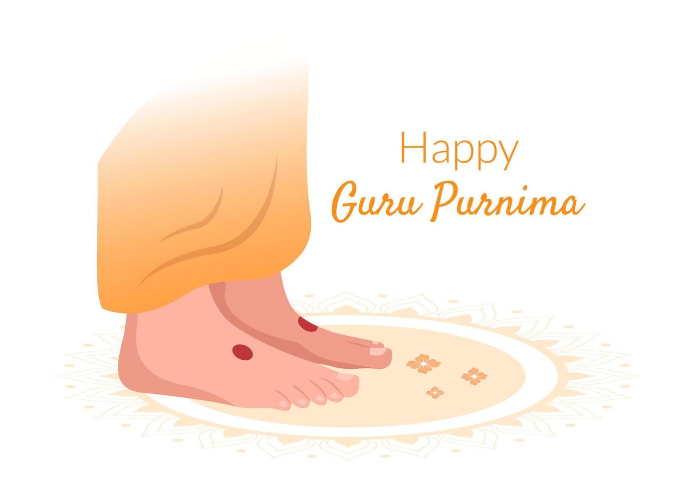 feliz gurú purnima del festival indio a maestros espirituales y académicos en ilustración de fondo de flor de caricatura plana vector