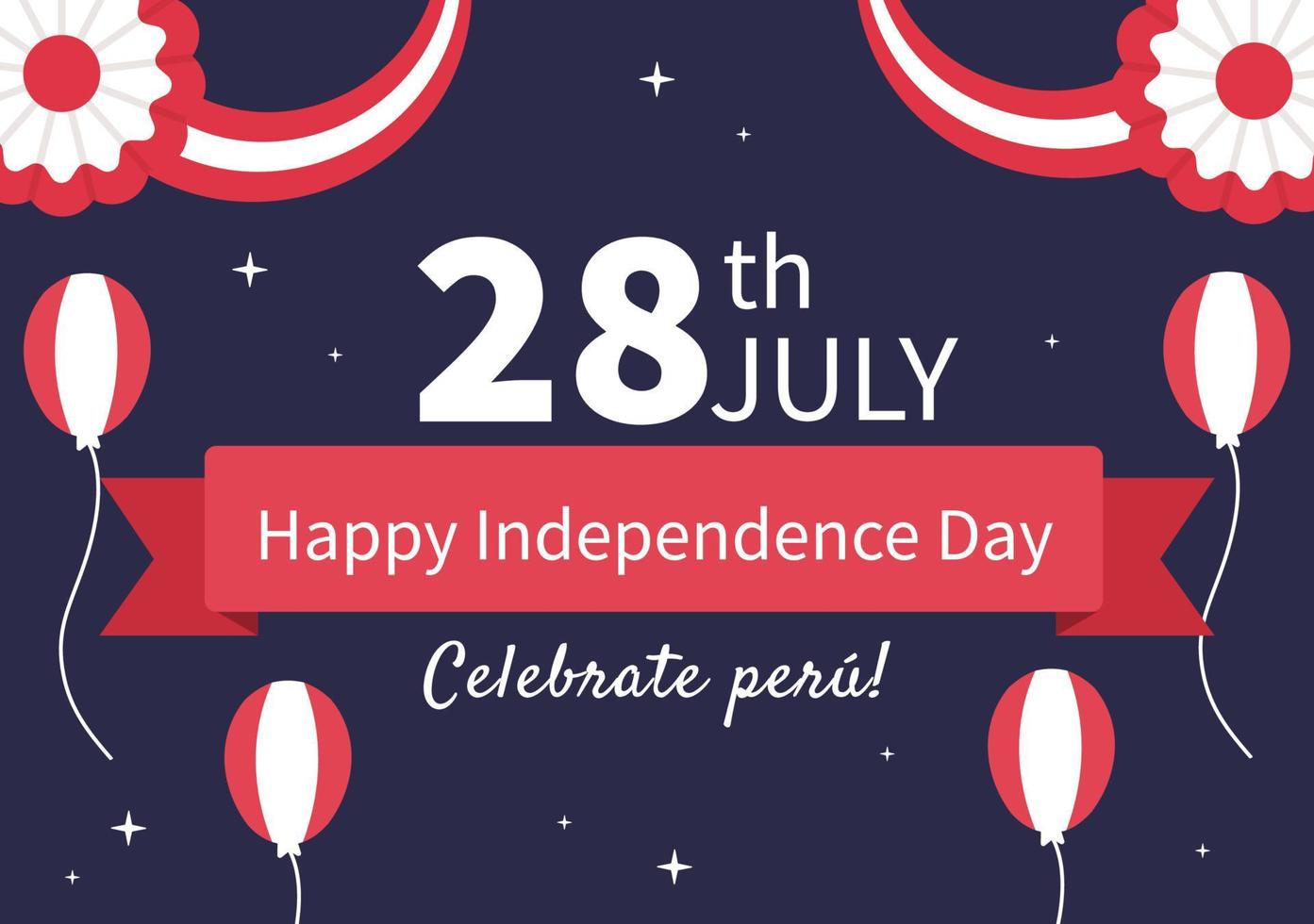 Felices Fiestas Patrias or Peruvian Independence Day Cute Cartoon Illustration with Flag for National Holiday Peru Celebration on 28 july in Flat Style Background vector