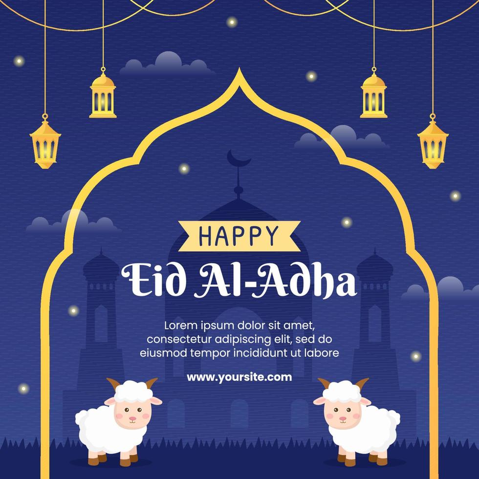 Eid al Adha Template Flat Design Illustration Editable of Square Background Suitable for Social Media or Greeting Card vector