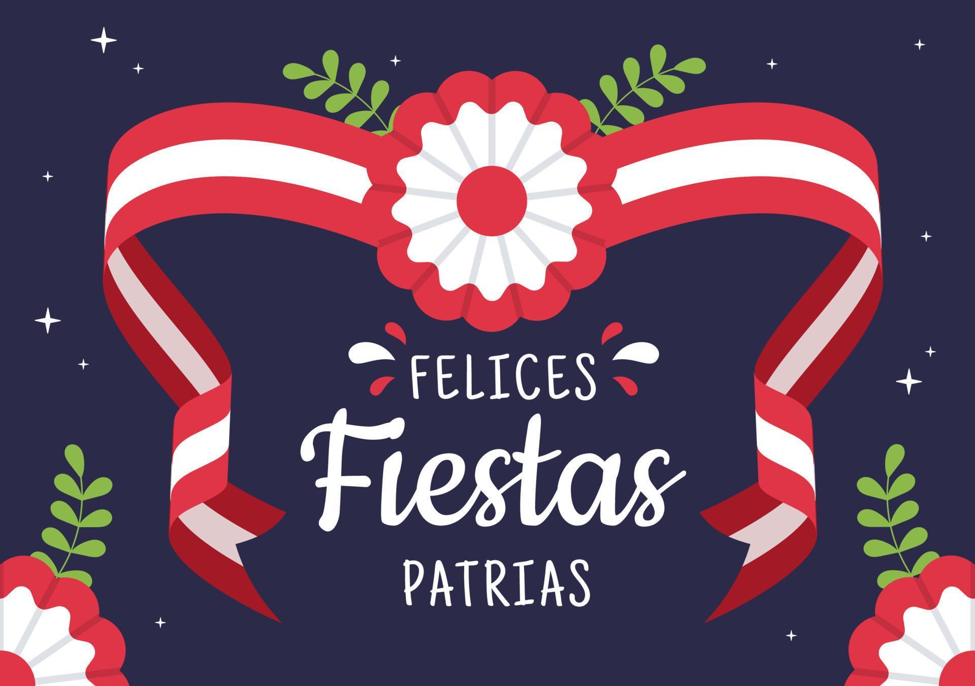 Felices Fiestas Patrias or Peruvian Independence Day Cute Cartoon