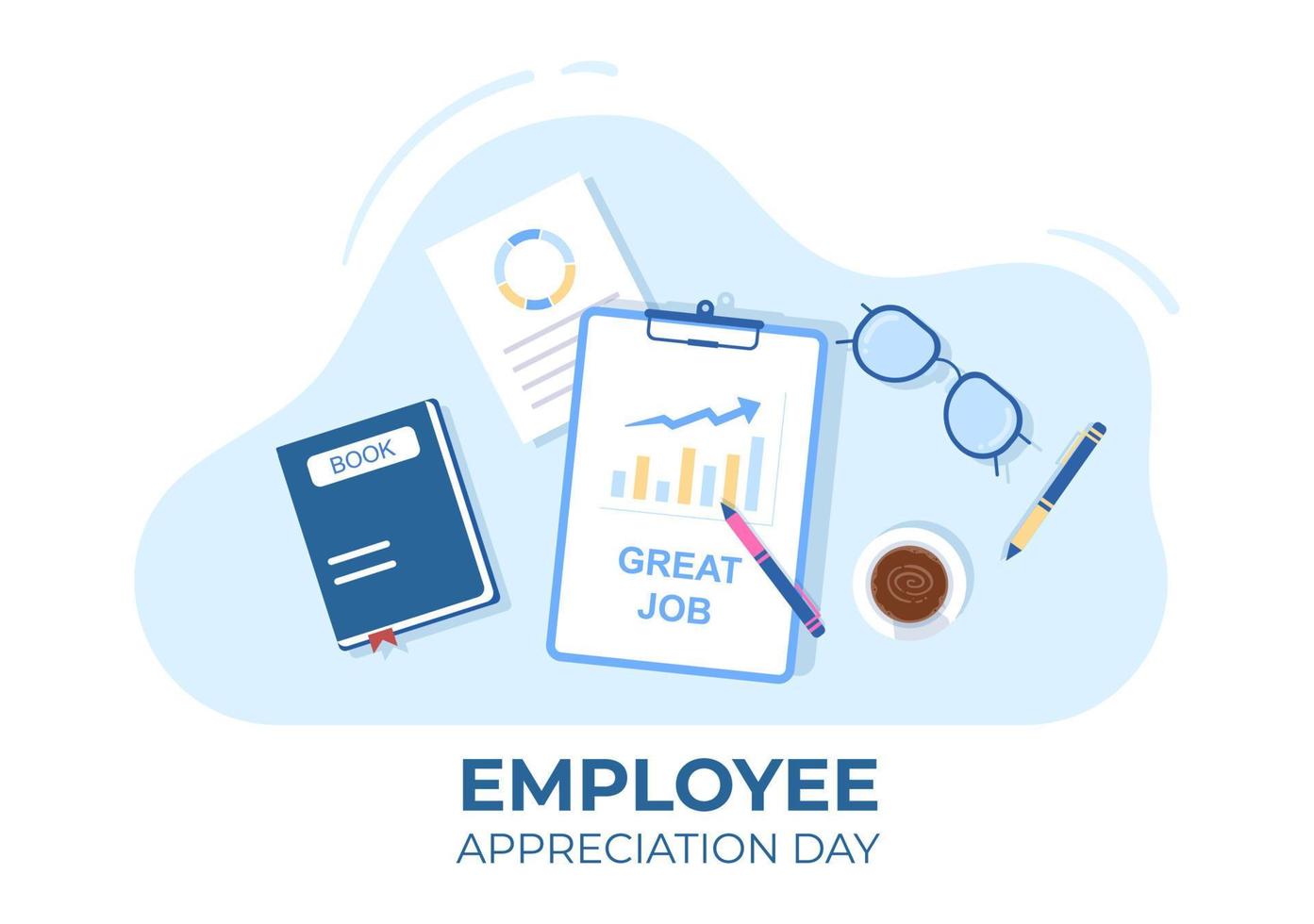 Happy Employee Appreciation Day Cartoon Illustration to Give Thanks or Recognition for their Employees with with Great Job or Trophy in Flat Style vector