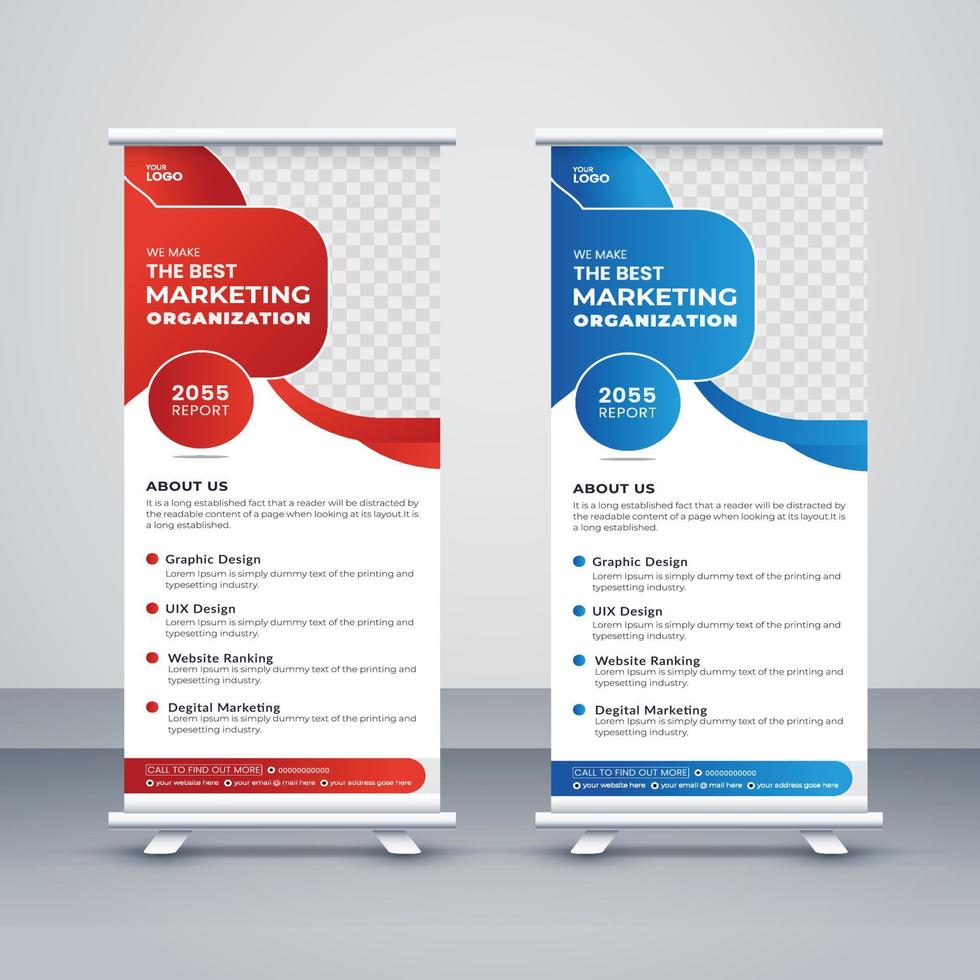corotate and creative rollup banner design vector