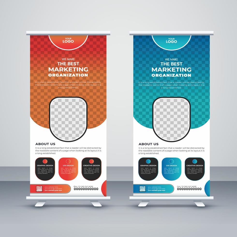 corotate and creative rollup banner design vector