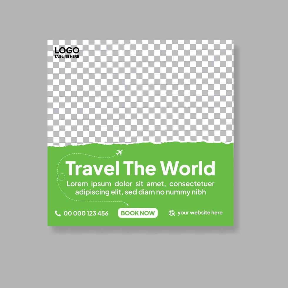 Tour and travel social media post template Premium Vector