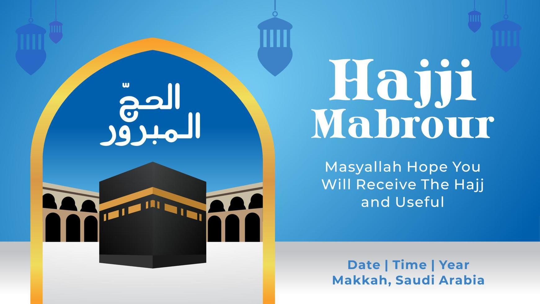 Hajj Mabrour background with Kaaba vector art, landscape vector