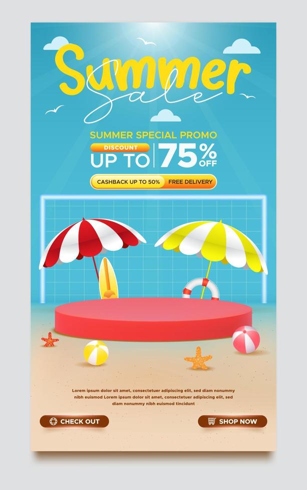 Summer sale promo seasonal poster template vector