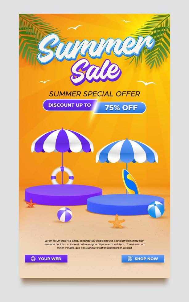 plantilla de cartel de temporada de promoción de venta de verano vector