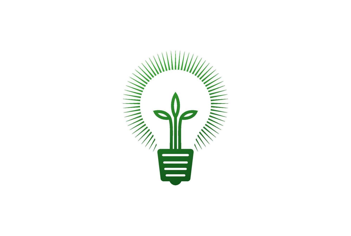 bombilla con árbol de hoja de planta para vector de diseño de logotipo de innovación de idea de jardín verde