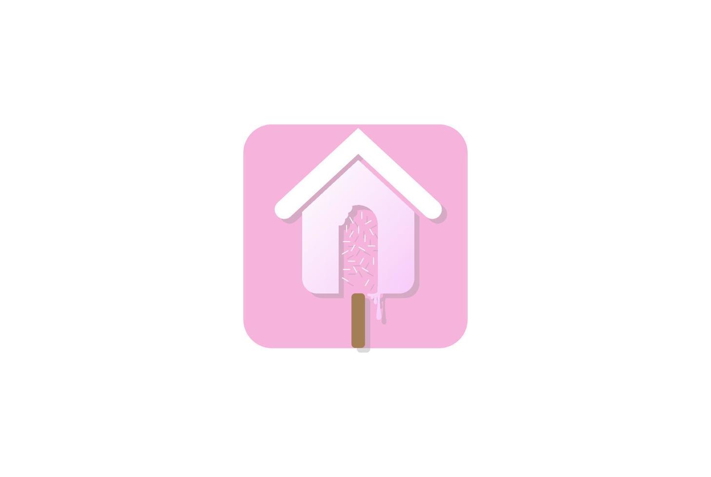 Pink Sweet Ice Cream House for Product Stand Boot Shop Logo Design Vector