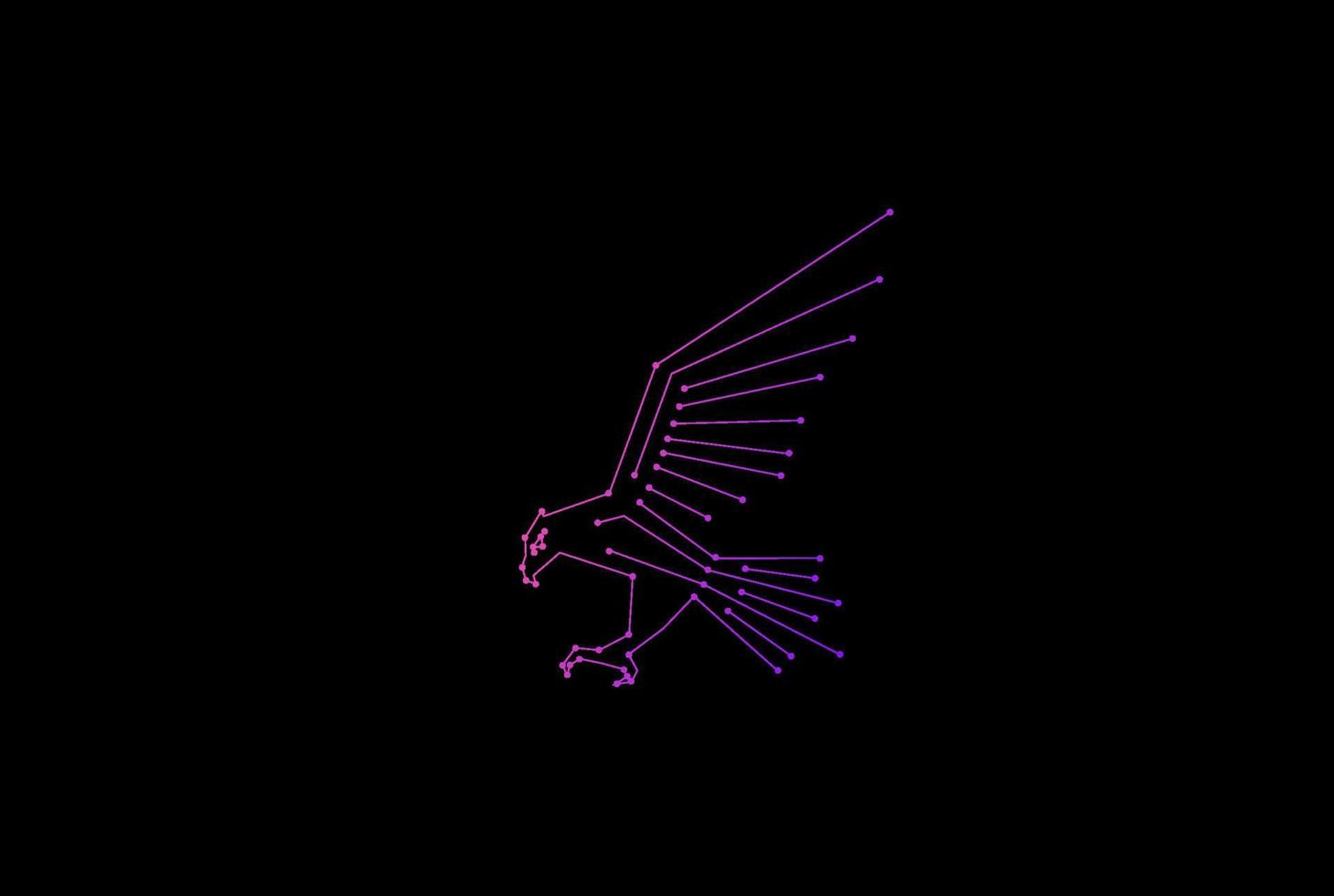 Modern Flying Eagle Hawk Falcon Electric Line Tech Logo Design Vector