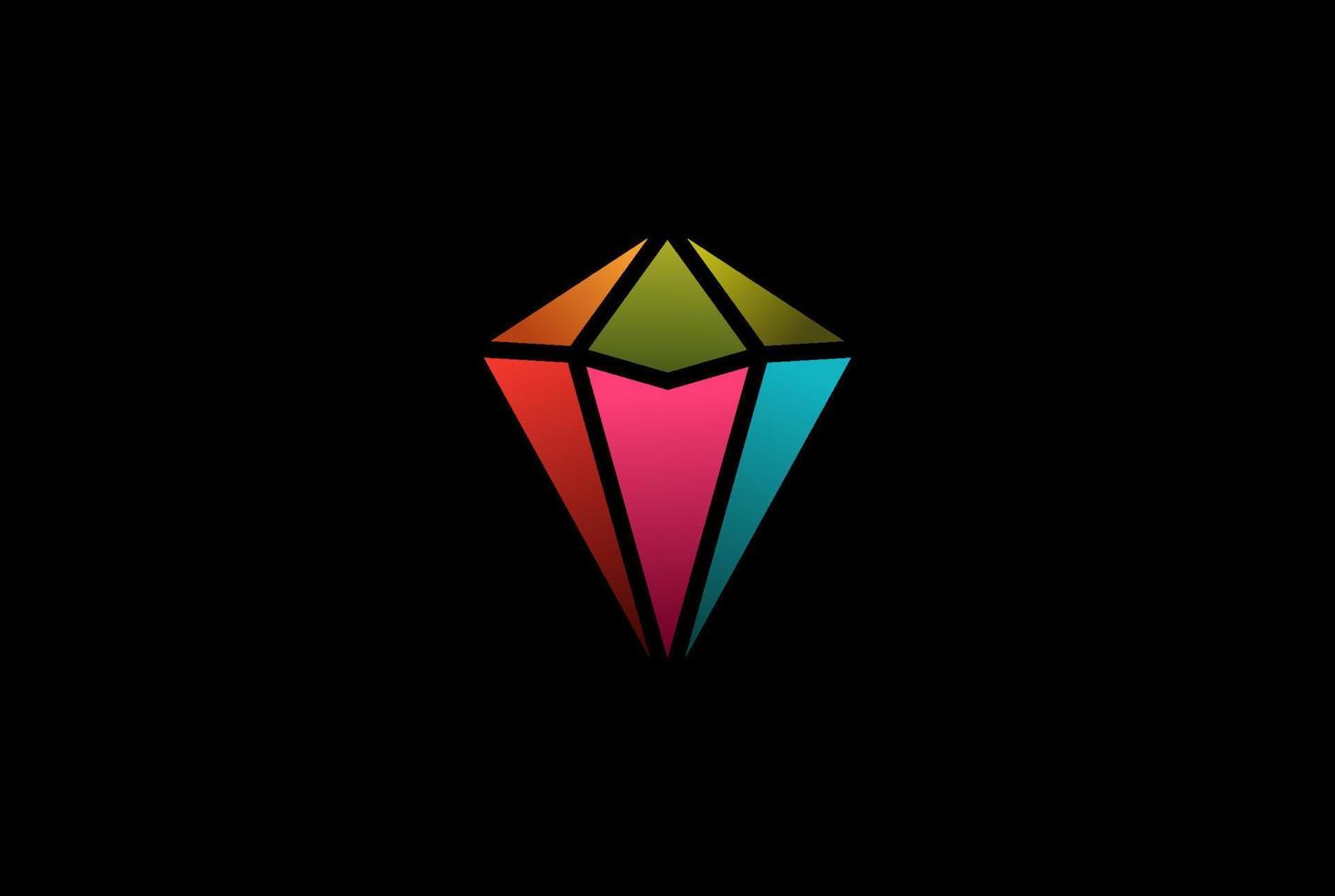 Simple Minimalist Geometric Diamond Gem Stone Logo Design Vector