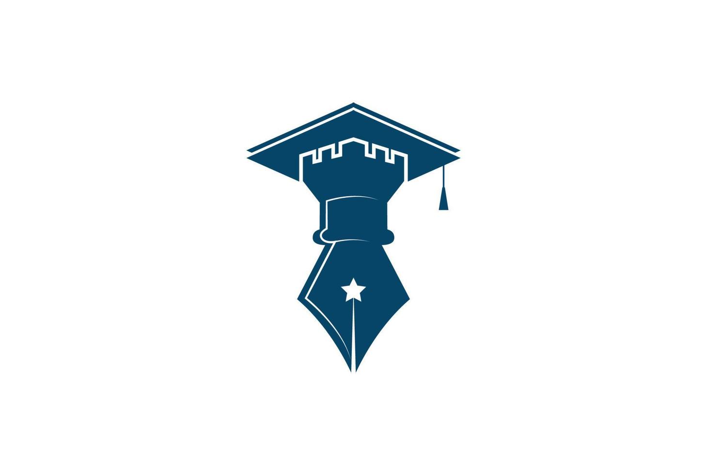 graduado toga sombrero lápiz estrella para educación universidad universidad campus académico diseño de logotipo vector