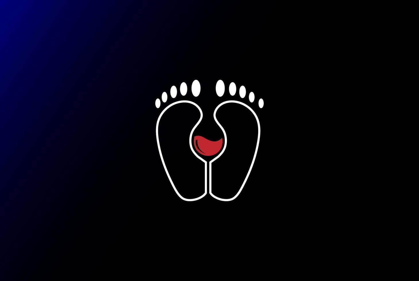 Simple Clever Beauty Foot Print with Wine Vodka Glass Logo Design Vector