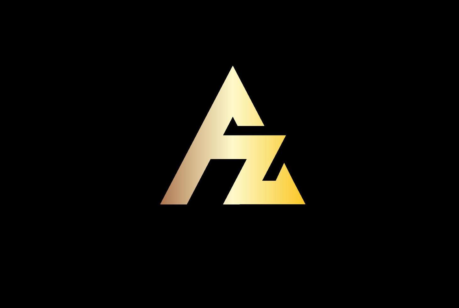 Simple Minimalist Golden Initial Letter AZ ZA Monogram Logo Design Vector